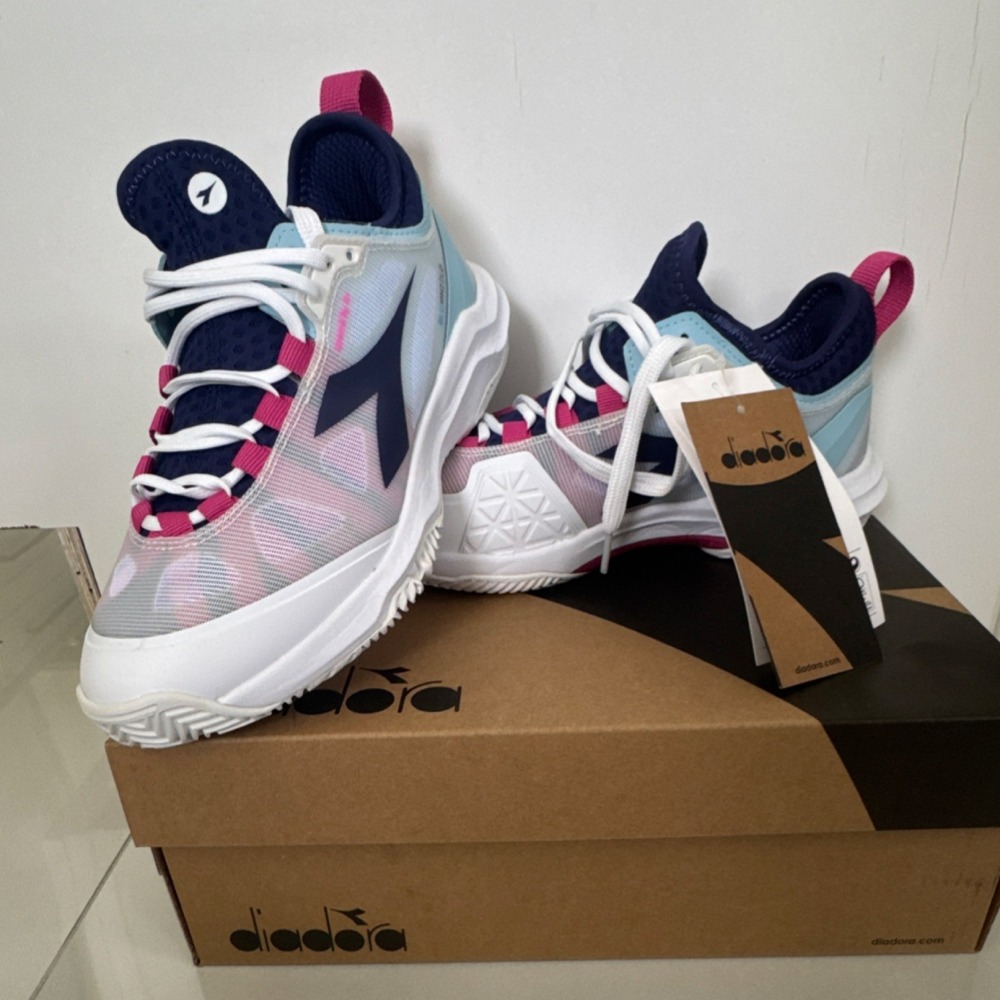Diadora Women Tennis Shoes Speed Blushield Fly 4 AG Clay White/Navy/Pink US 7.5 - Picture 6 of 8